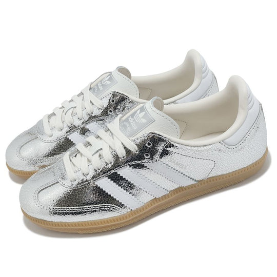 adidas Samba OG Silver Metallic Cracked Leather (Women's)
