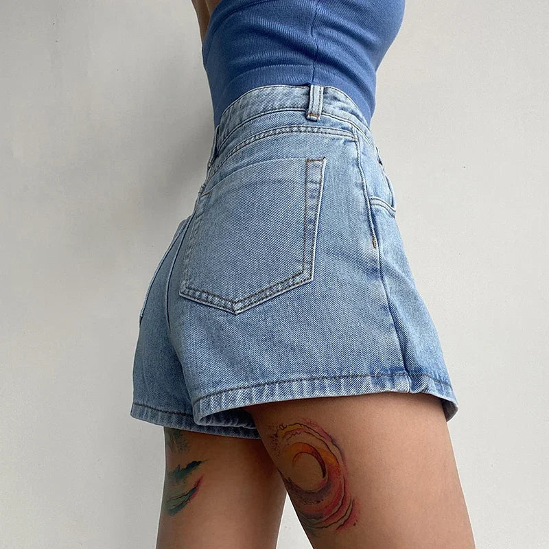 Irregular High-Waisted Denim Skirt