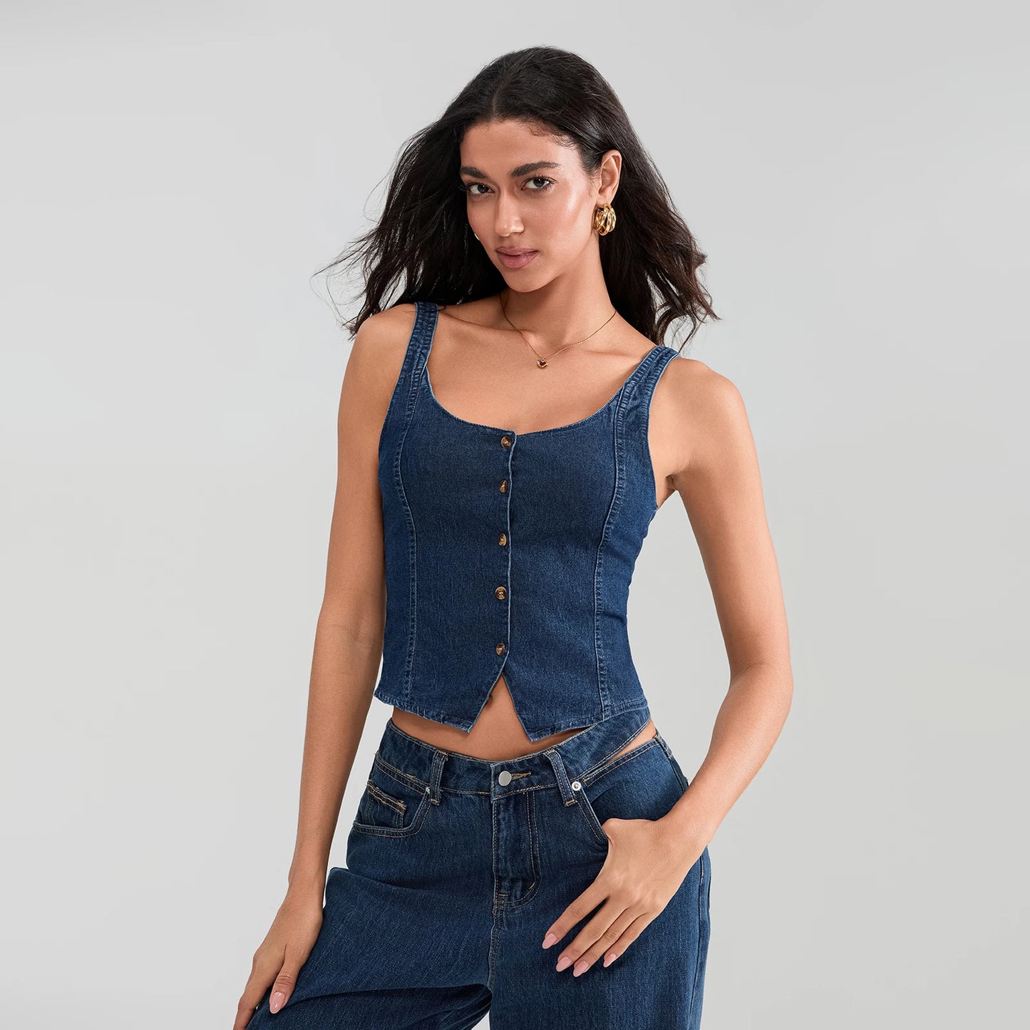 Vintage Cropped Denim Vest