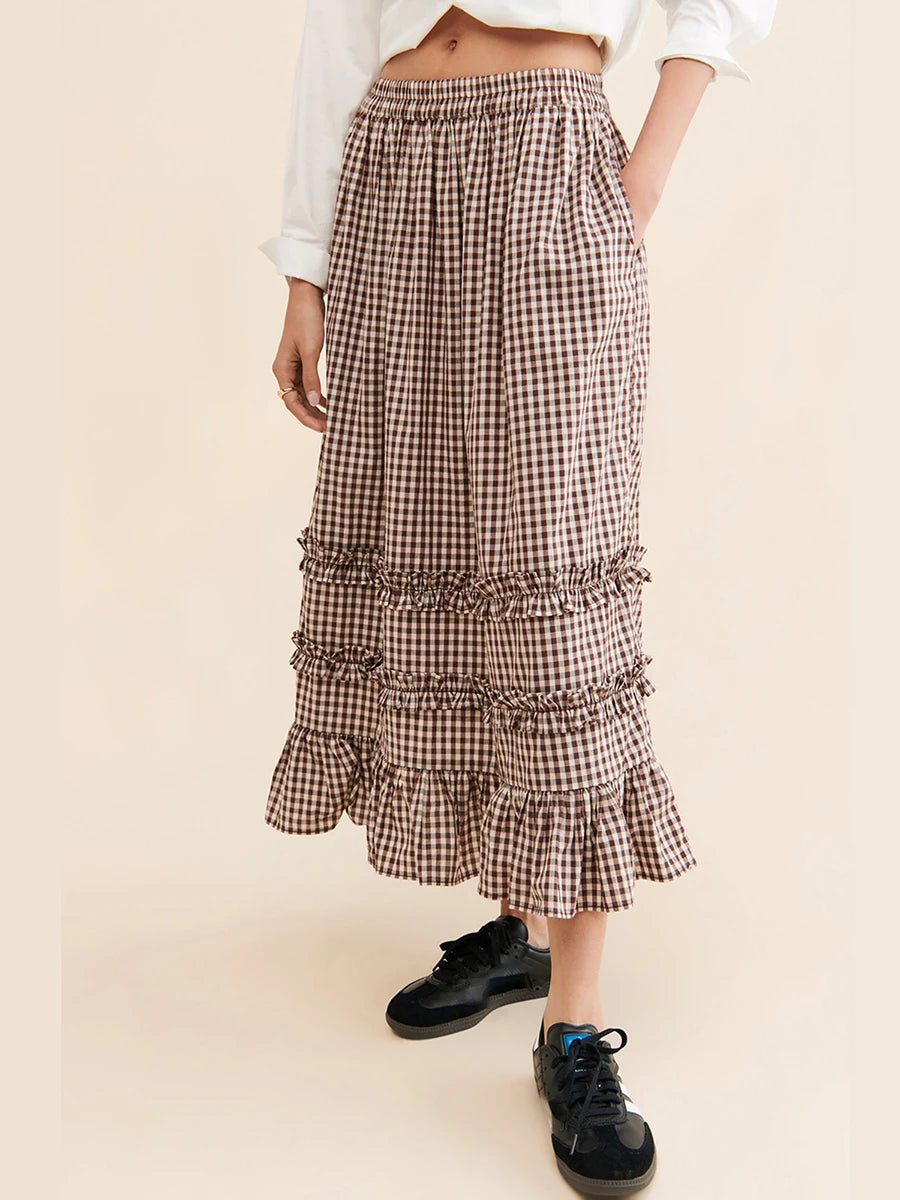 Y2K Plaid Maxi Skirt