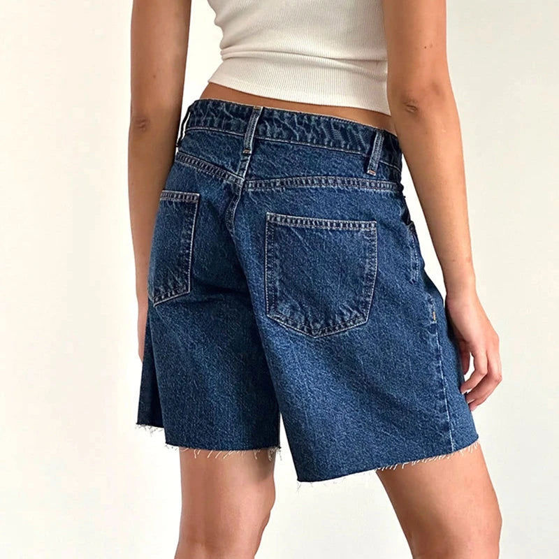 Y2K Baggy Knee-Length Denim Shorts