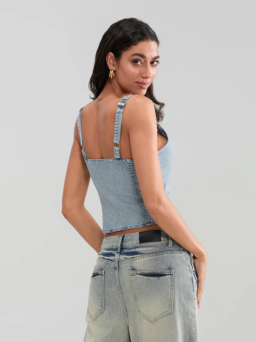 Vintage Cropped Denim Vest