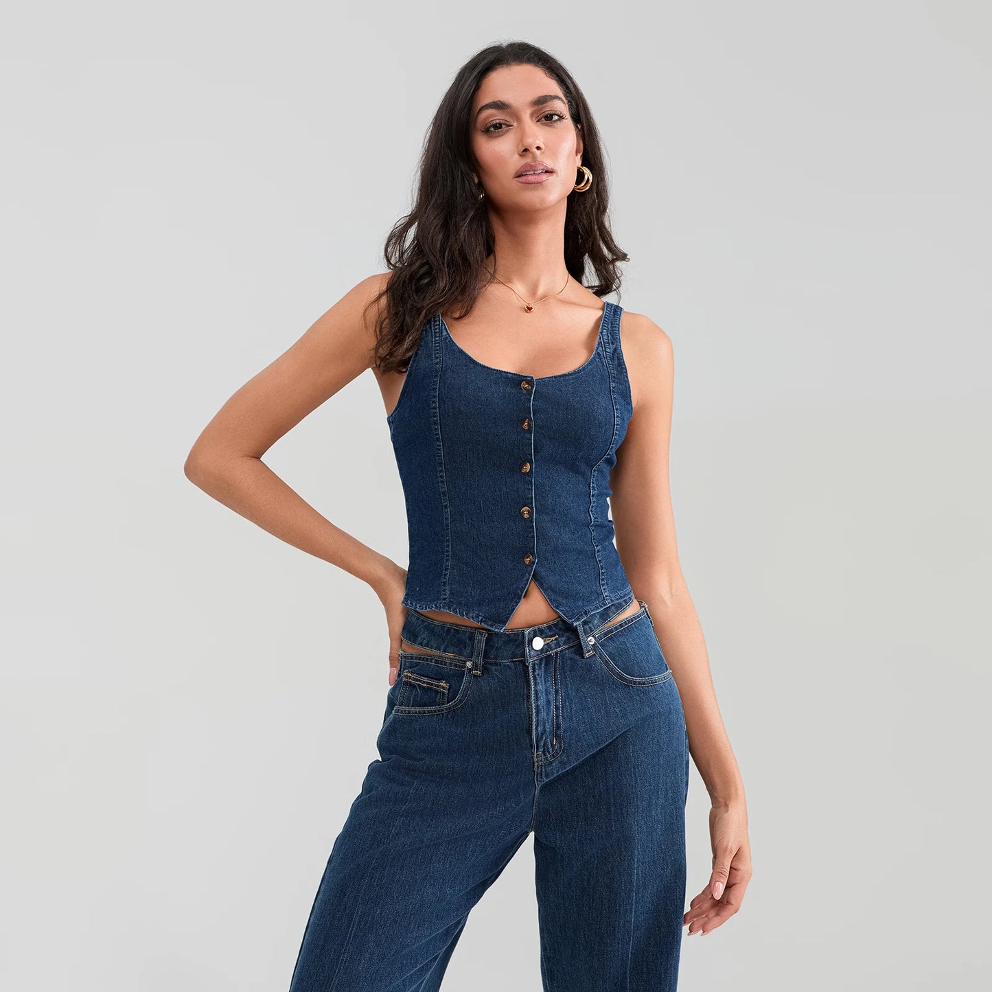 Vintage Cropped Denim Vest