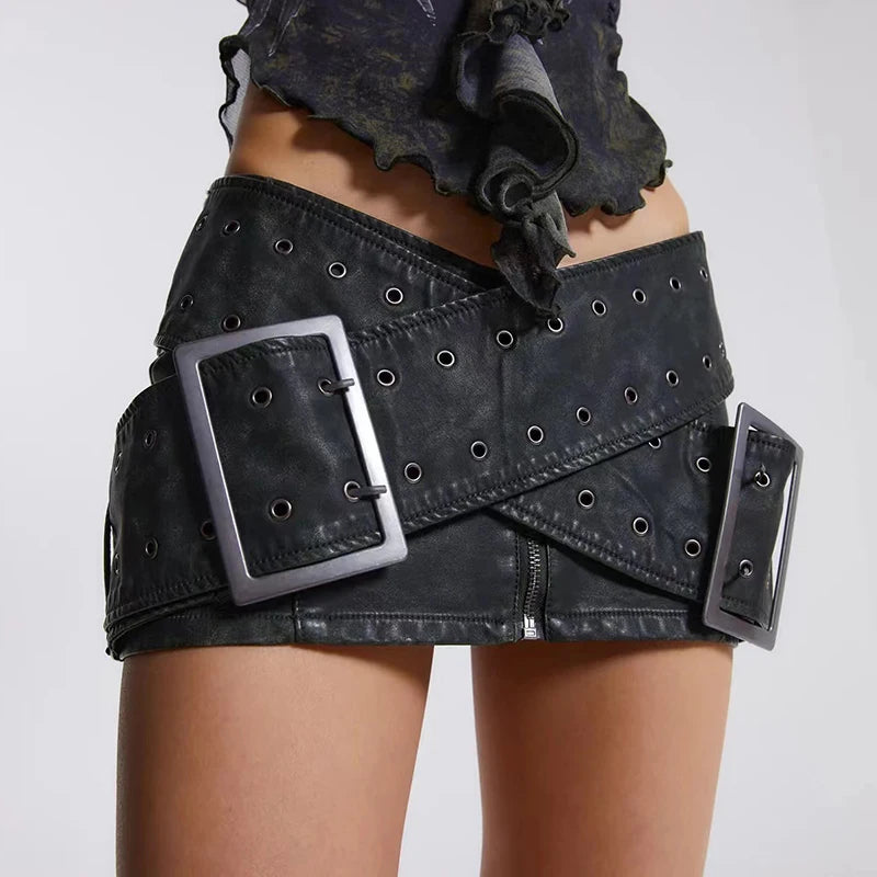 Y2K Vintage Leather Mini Skirt
