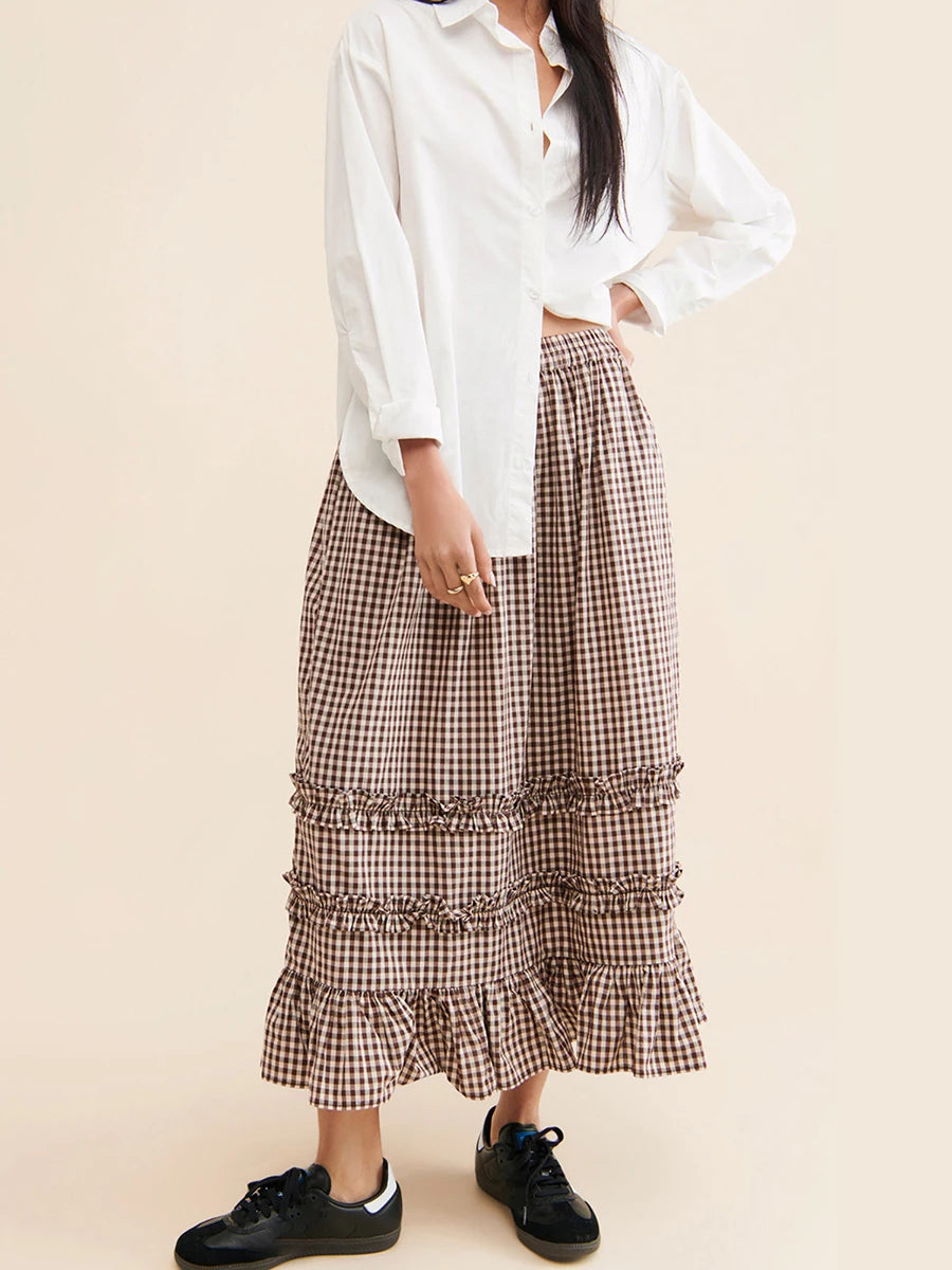 Y2K Plaid Maxi Skirt