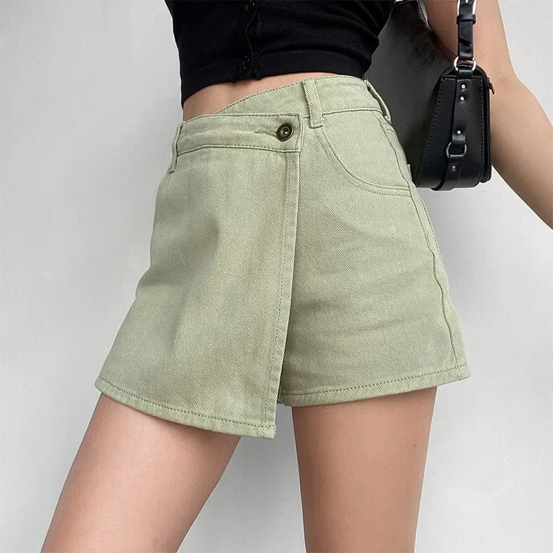 Irregular High-Waisted Denim Skirt