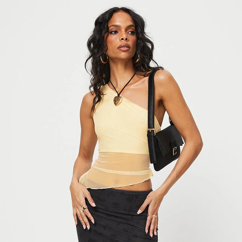 Asymmetrical One-Shoulder Crop Top