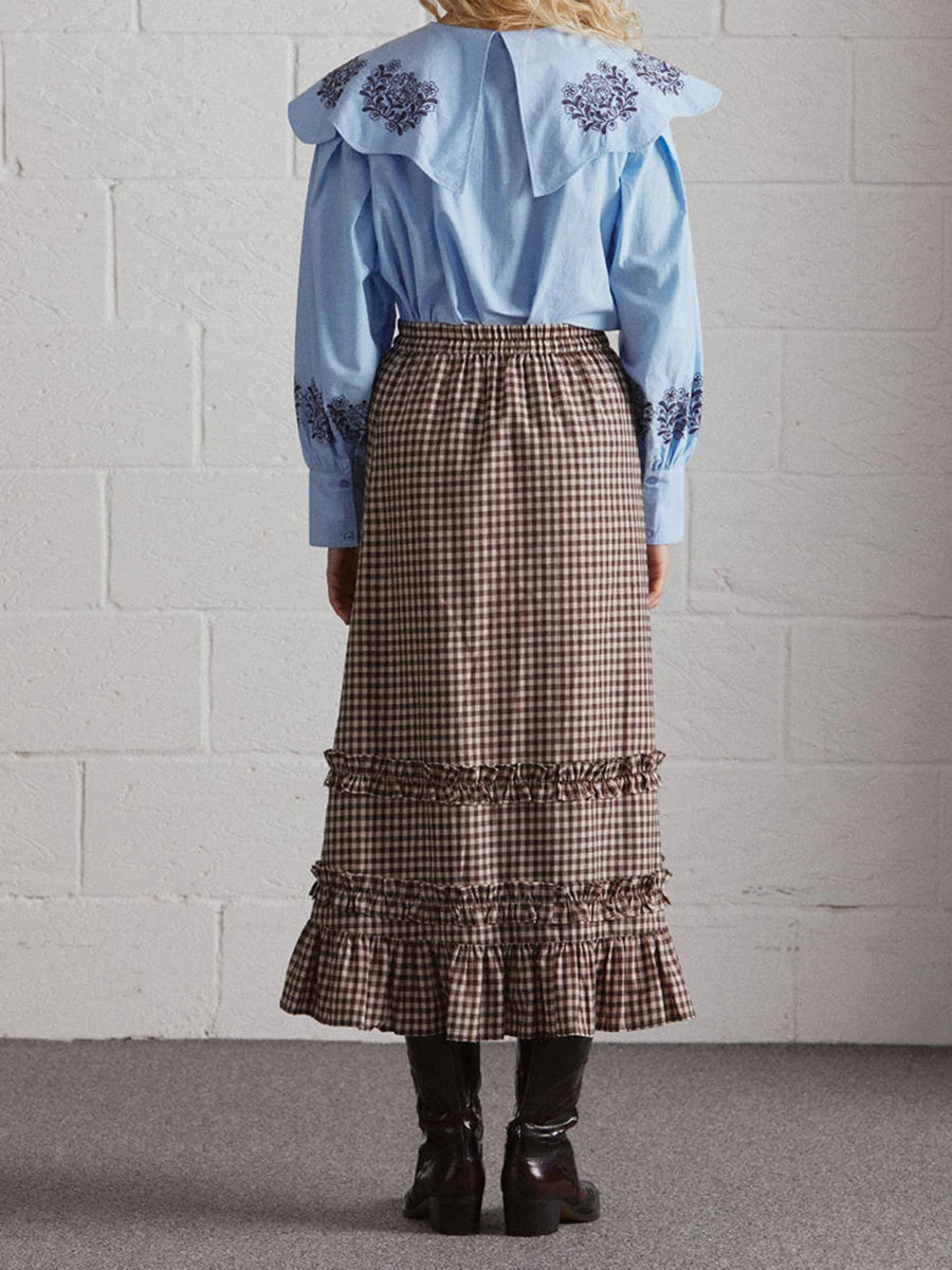 Y2K Plaid Maxi Skirt