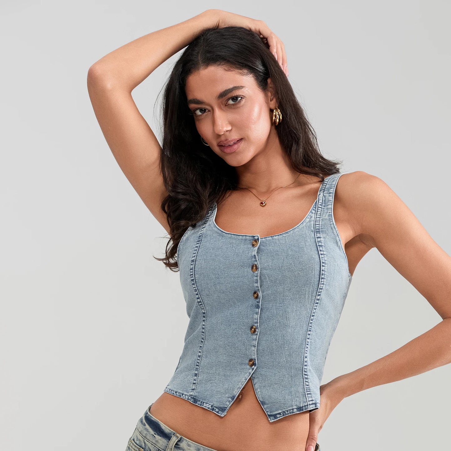 Vintage Cropped Denim Vest