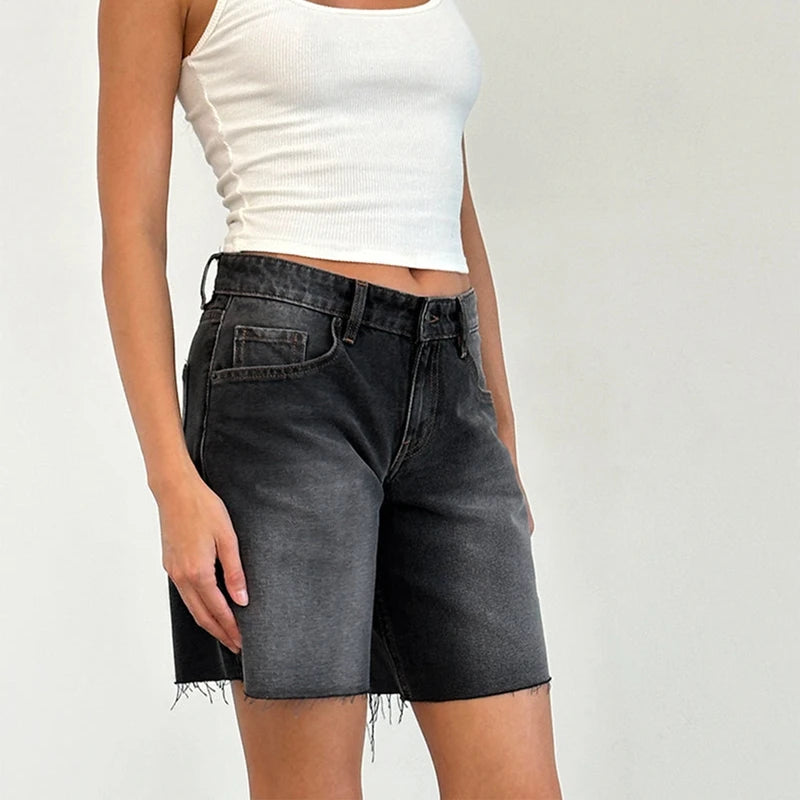Y2K Baggy Knee-Length Denim Shorts