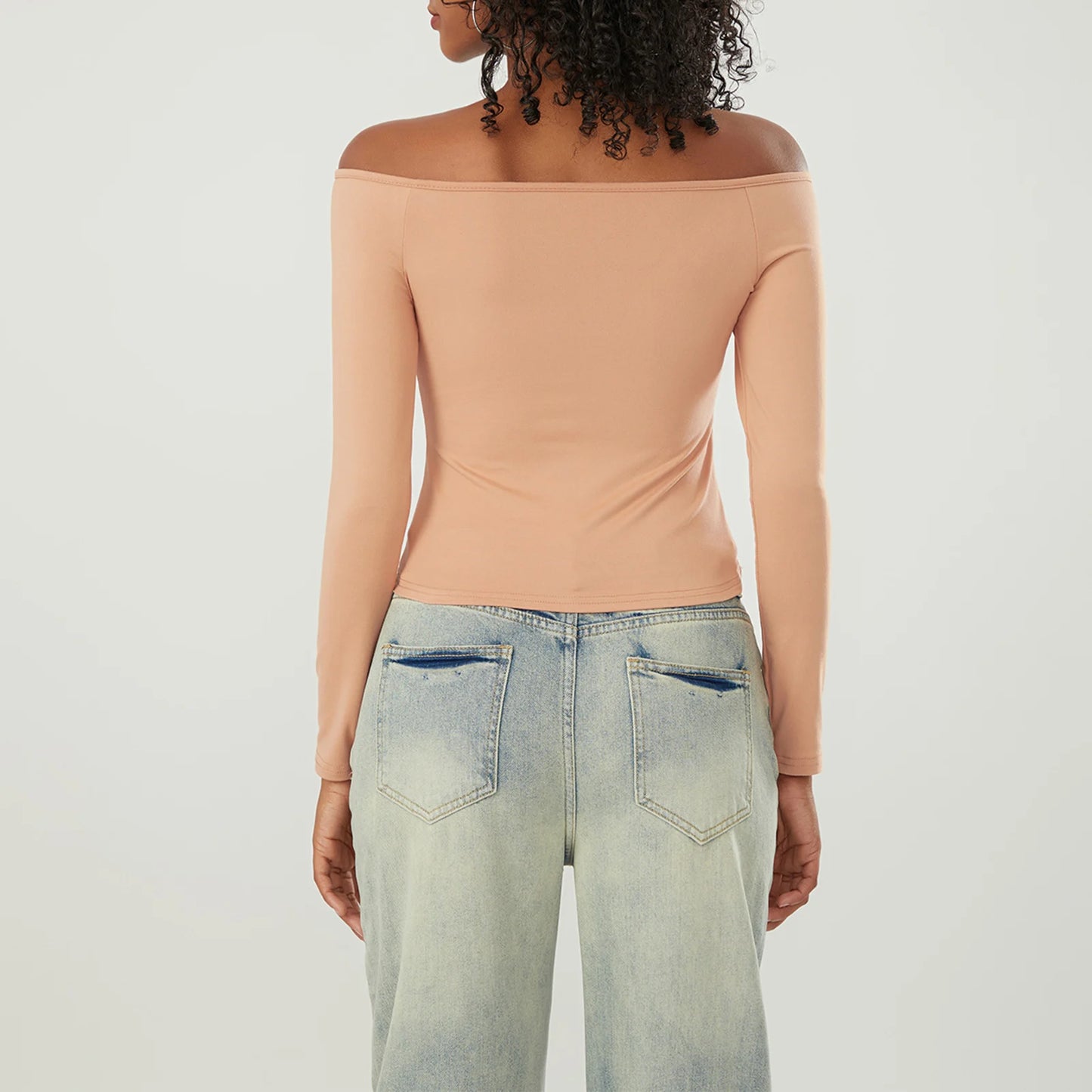 Off-Shoulder Long Sleeve Crop Top