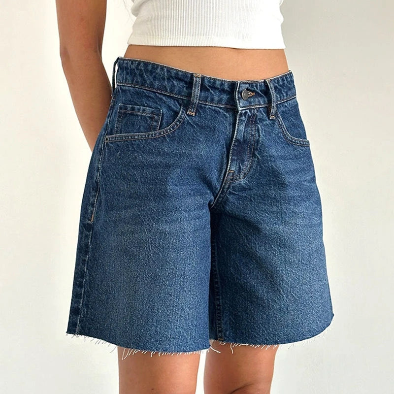 Y2K Baggy Knee-Length Denim Shorts