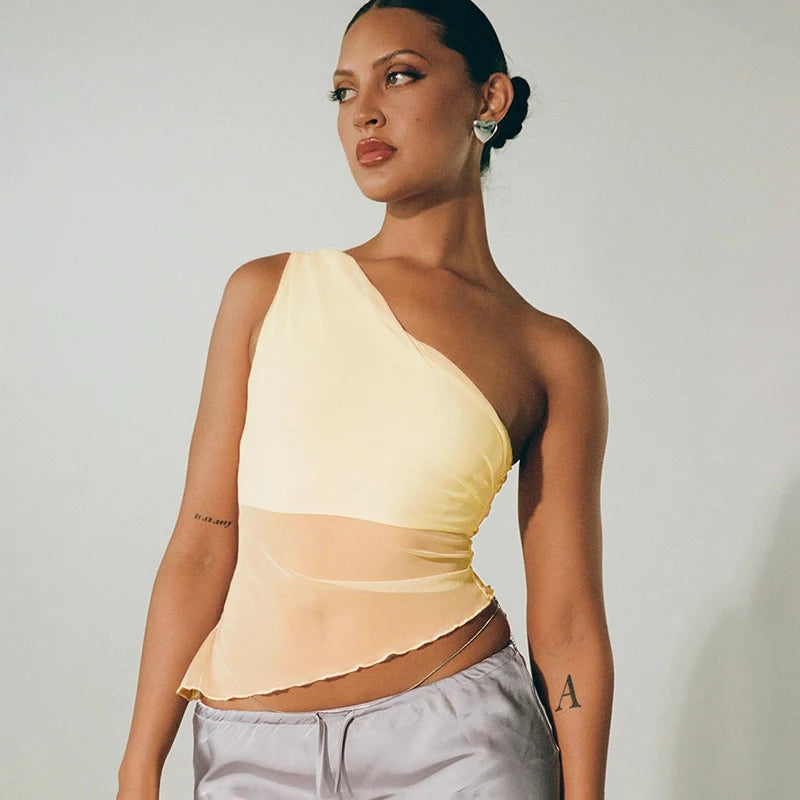 Asymmetrical One-Shoulder Crop Top