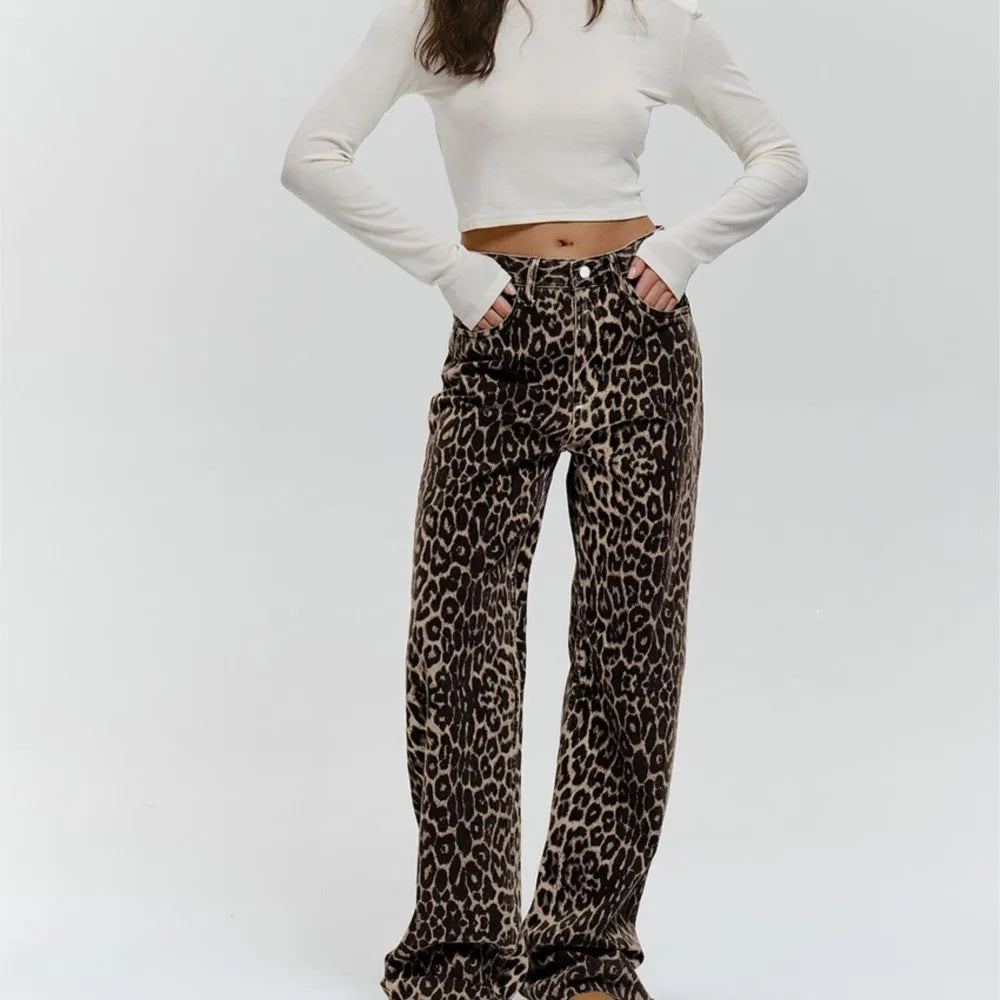 Retro Leopard Print Pants
