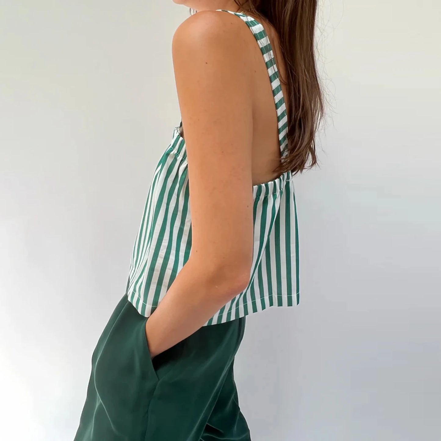 Plaid Tie-Front Peplum Camisole