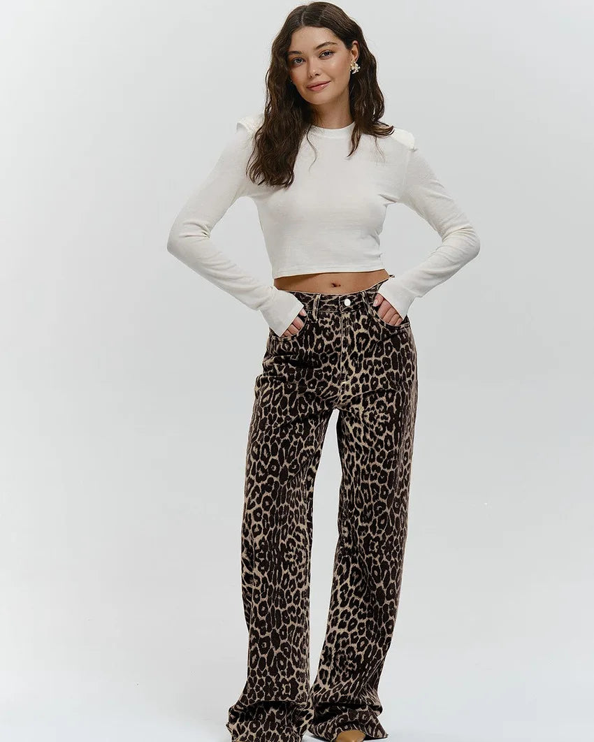 Retro Leopard Print Pants