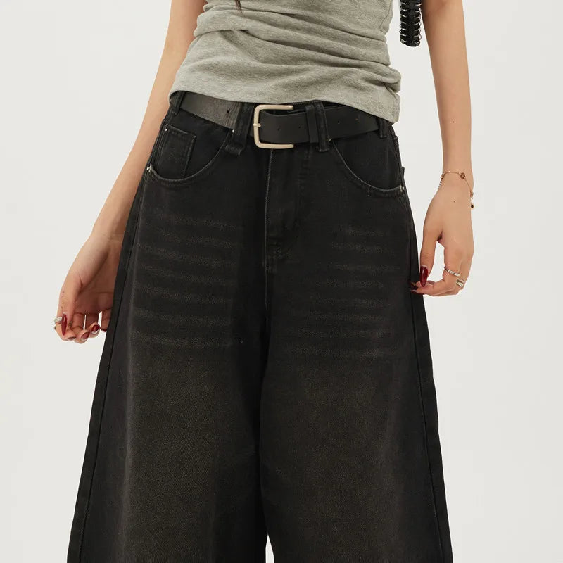 Oversized Wide-Leg Denim Shorts