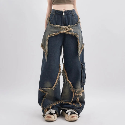 Star Print Wide Leg Jeans