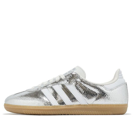 adidas Samba OG Silver Metallic Cracked Leather (Women's)